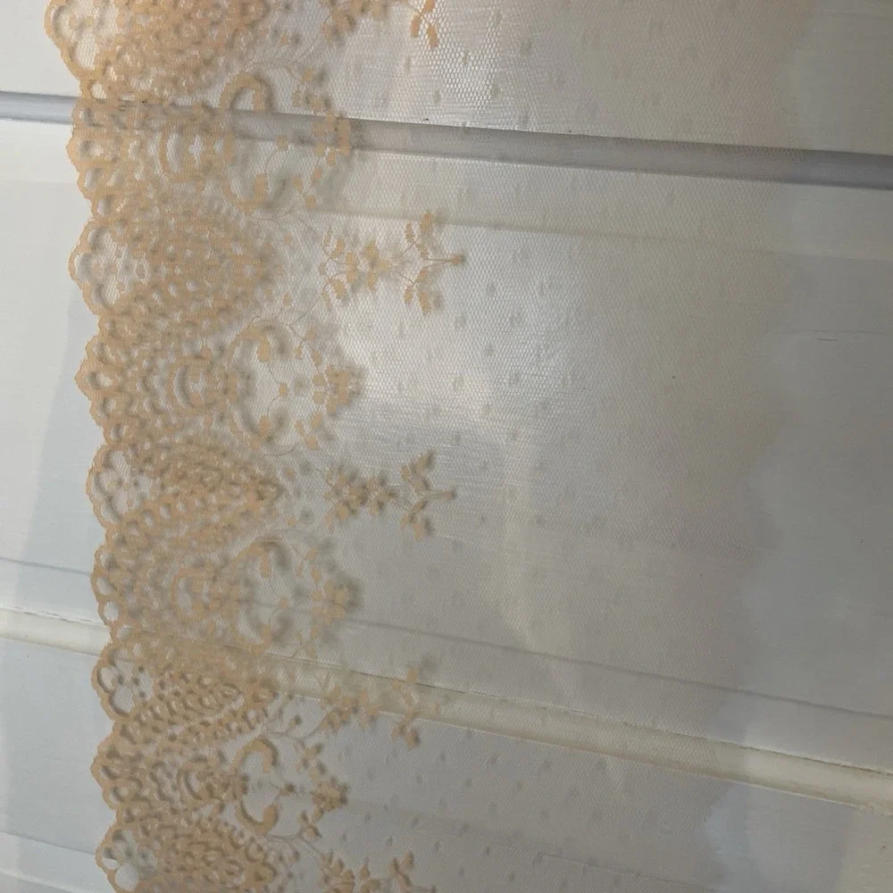 New Peach/Lt Orange Lace Fabric | Delicate Floral Embroidery Net‎ Mesh | 9